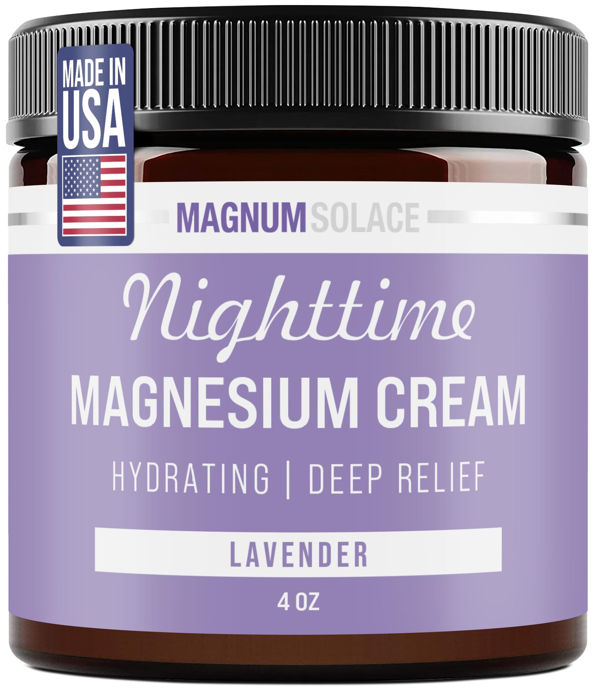 Magnum Solace Magnesium Lotion – Nighttime Magnesium Cream – Apply to Legs, Arms or Chest - Topical Magnesium Chloride – USA Made and Safe for Kids (Lavender) Magnum SolaceBuy Supplements Australia