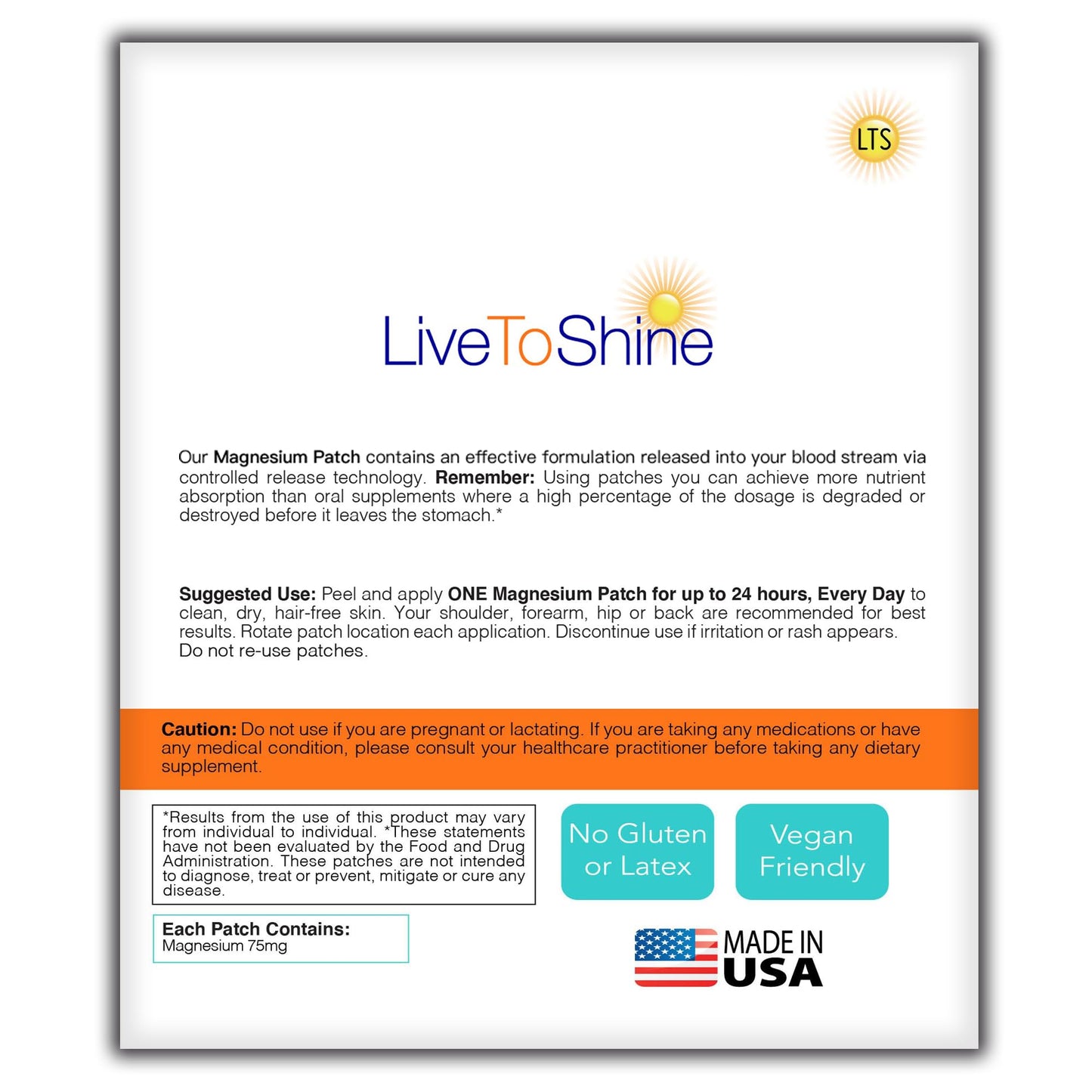 Magnesium Patches for Men and Women - Sleep Support & Relaxation, Muscle Recovery, Nerve Function - USA Made - 30 Premium Fast-Acting, Slow-Release Patches - Live To Shine Live To ShineBuy Supplements Australia