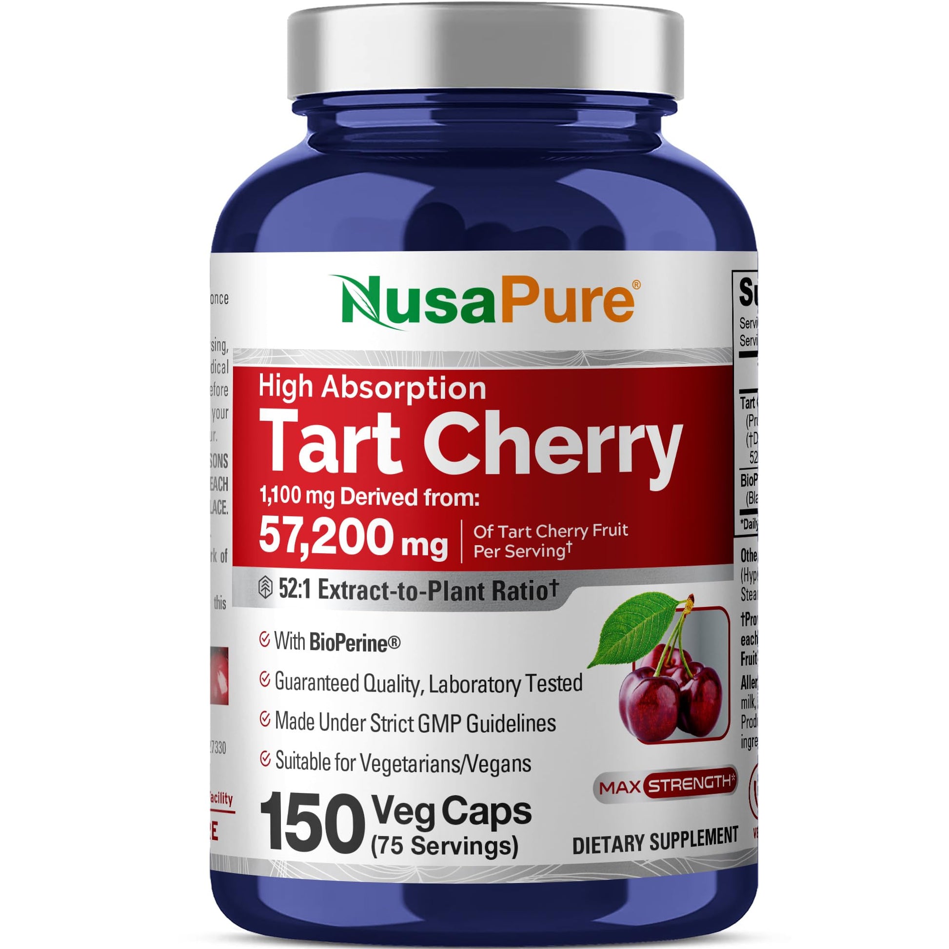 NusaPure Tart Cherry 57,200mg per Caps, 150 Count, Vegan, Non-GMO, Gluten Free NusaPureBuy Supplements Australia