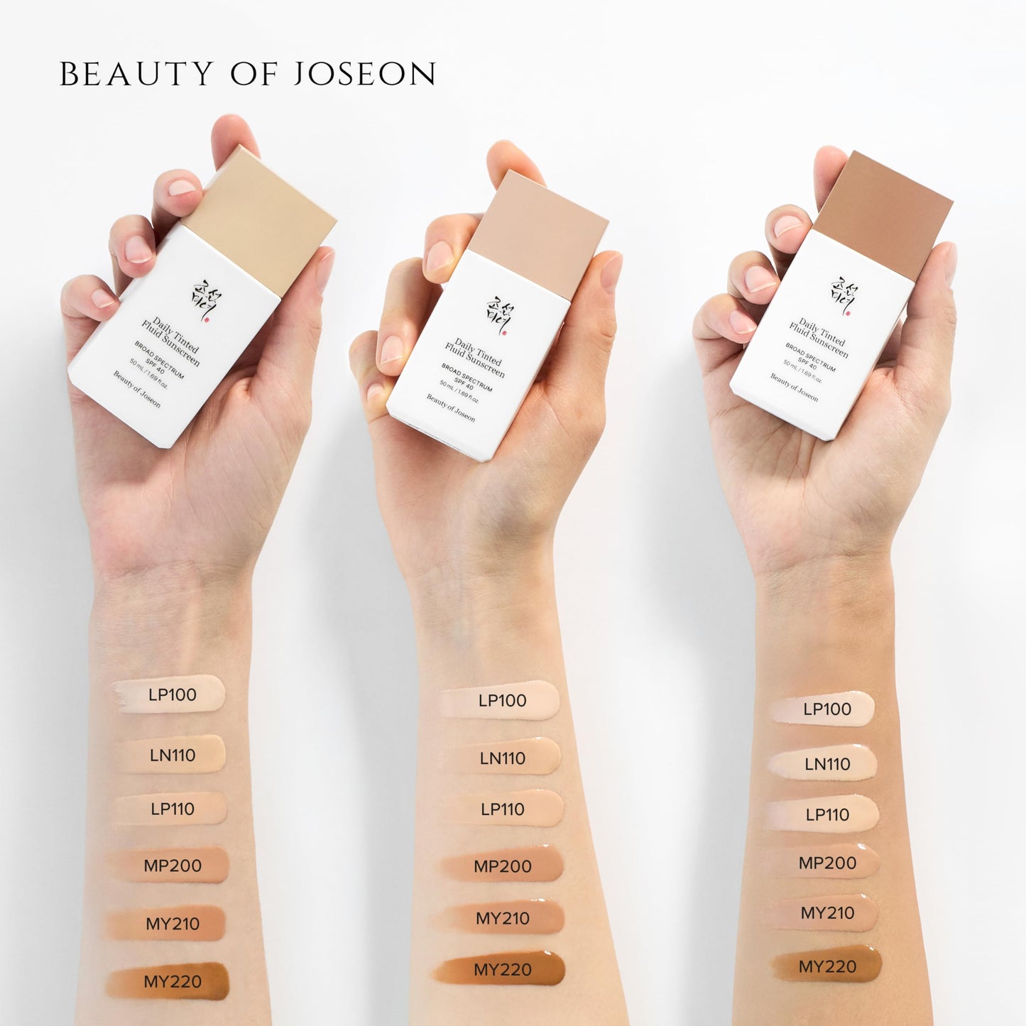 Beauty of Joseon Daily Tinted Fluid Sunscreen 12 Shades for Face Moisturizing Broad Spectrum SPF 40 Korean Skincare 50ml, 1.69 fl.oz
