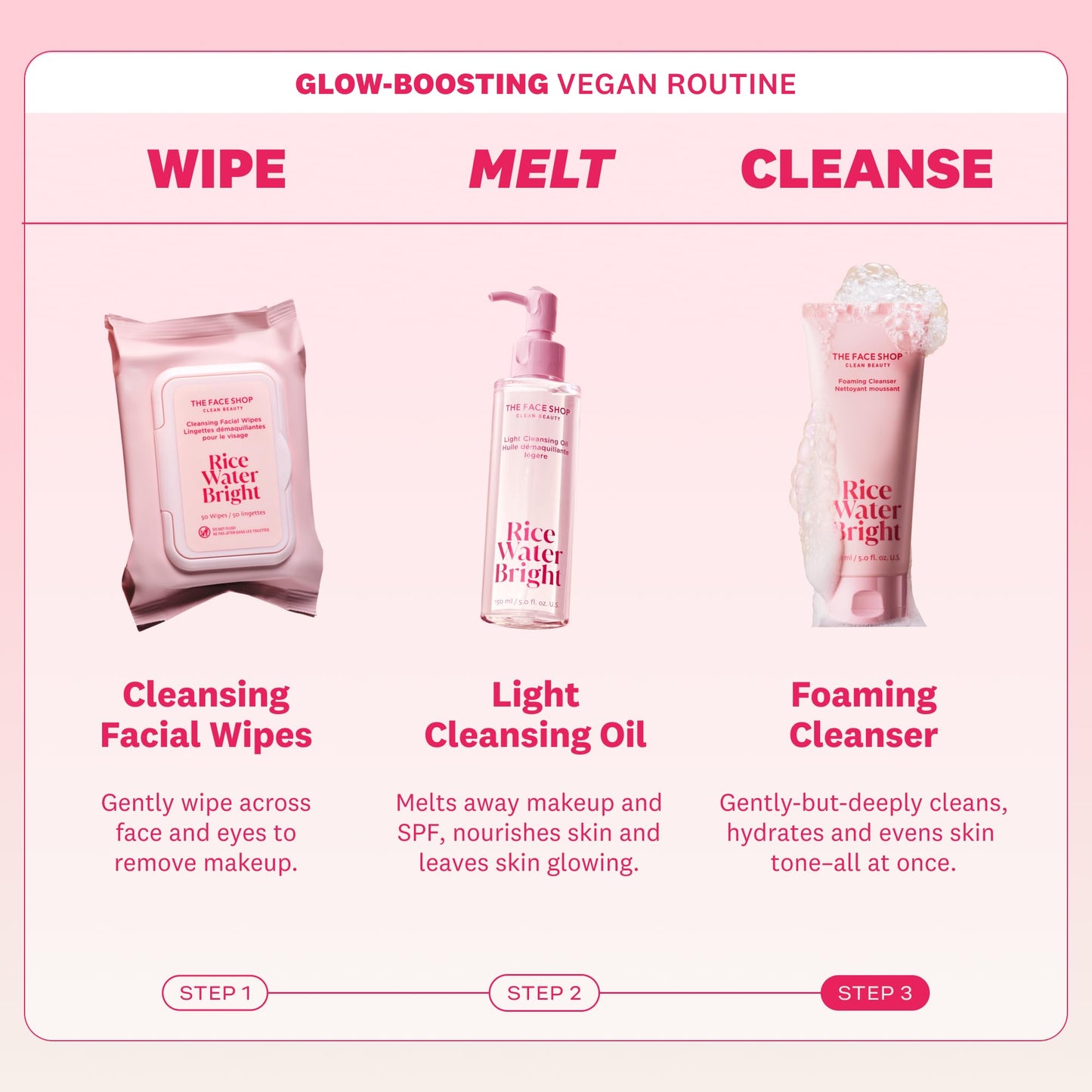The Face Shop Rice Water Bright Foaming Facial Cleanser with Ceramide, Gentle Face Wash for Hydrating & Moisturizing,