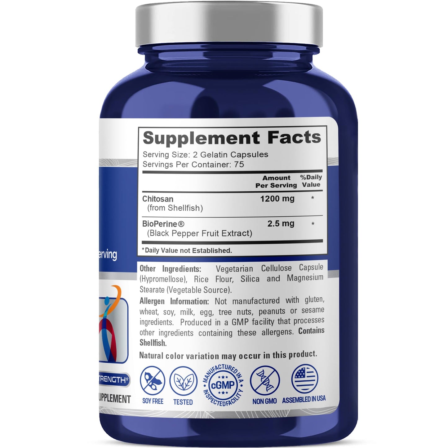 NusaPure Chitosan 1200mg 150 Caps (Non-GMO & Soyfree) with Bioperine NusaPureBuy Supplements Australia