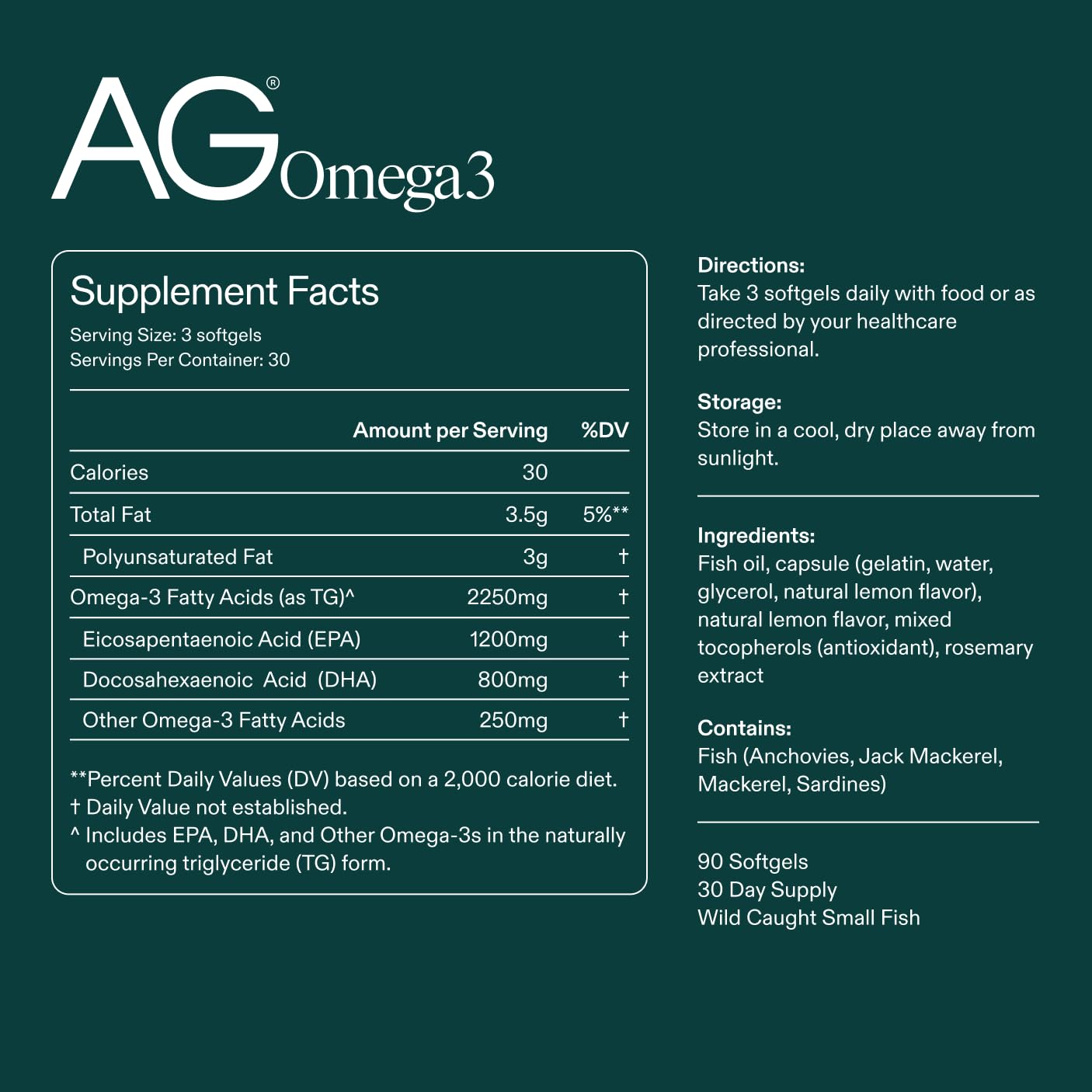 AG1 Omega 3 Fish Oil Softgels – 2000mg EPA & DHA from Wild-Caught Fish, Supports Heart, Brain & Joint Health | 90 Capsules | Athletic Greens Supplement AG1 buy supplements Au