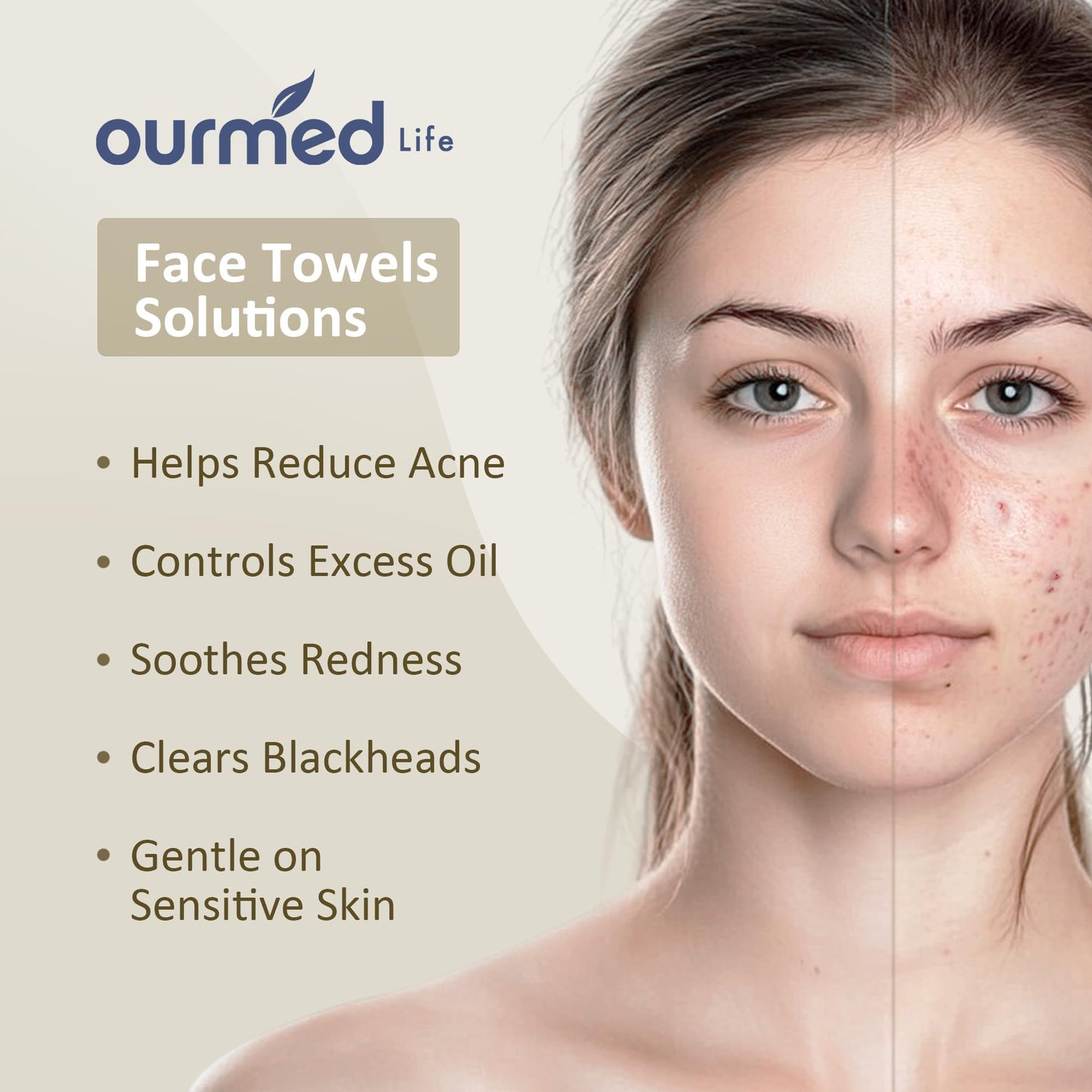 Ourmed Life Face Towels, Disposable Biodegradable Facial Towels for Sensitive Skin