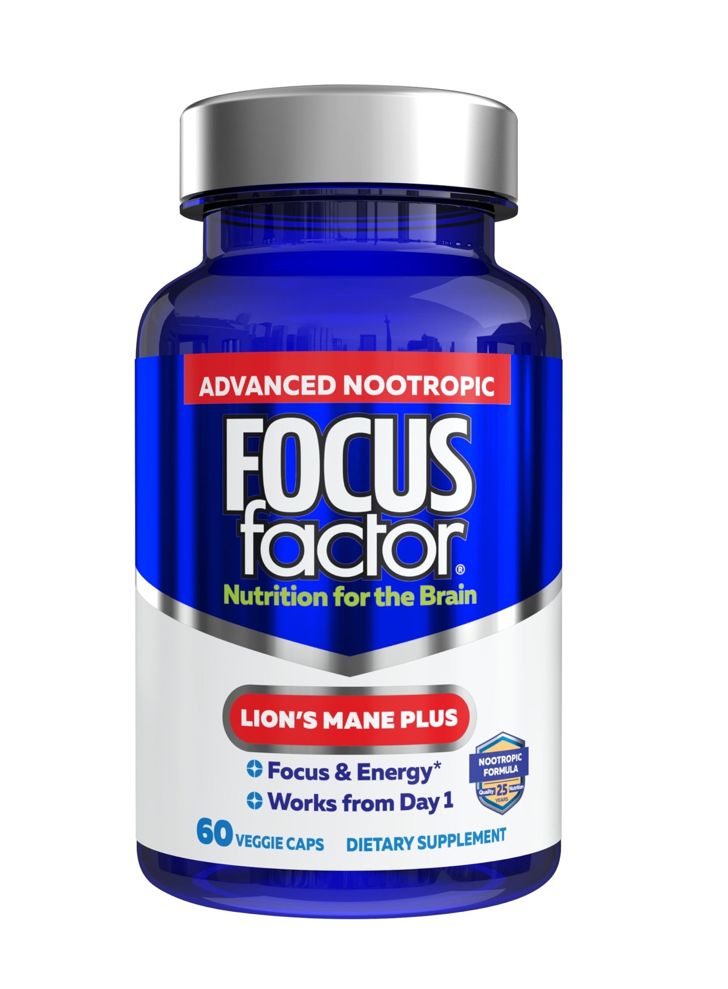 Focus Factor Lions Mane Plus, Advanced Nootropic with L-Theanine, Caffeine, Focus and Energy (60 Count) Focus FactorBuy Supplements Australia
