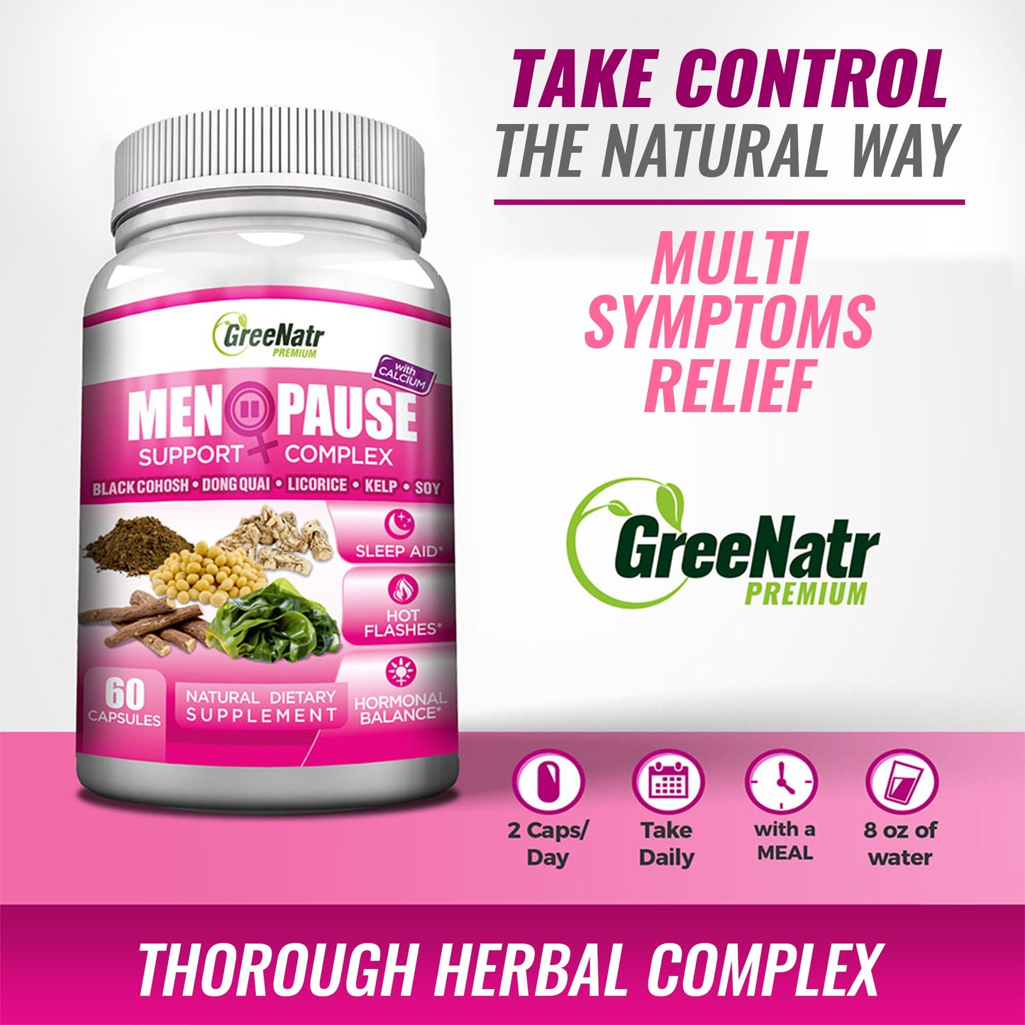 GreeNatr Menopause Supplements for Women - Perimenopause Supplements Women with Dong Quai & Black Cohosh for Menopause Hot Flashes - Menopause Support for Sleep Quality & Hormone Balance - 60 Caps GreeNatrBuy Supplements Australia