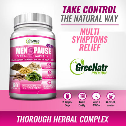 GreeNatr Menopause Supplements for Women - Perimenopause Supplements Women with Dong Quai & Black Cohosh for Menopause Hot Flashes - Menopause Support for Sleep Quality & Hormone Balance - 60 Caps GreeNatrBuy Supplements Australia