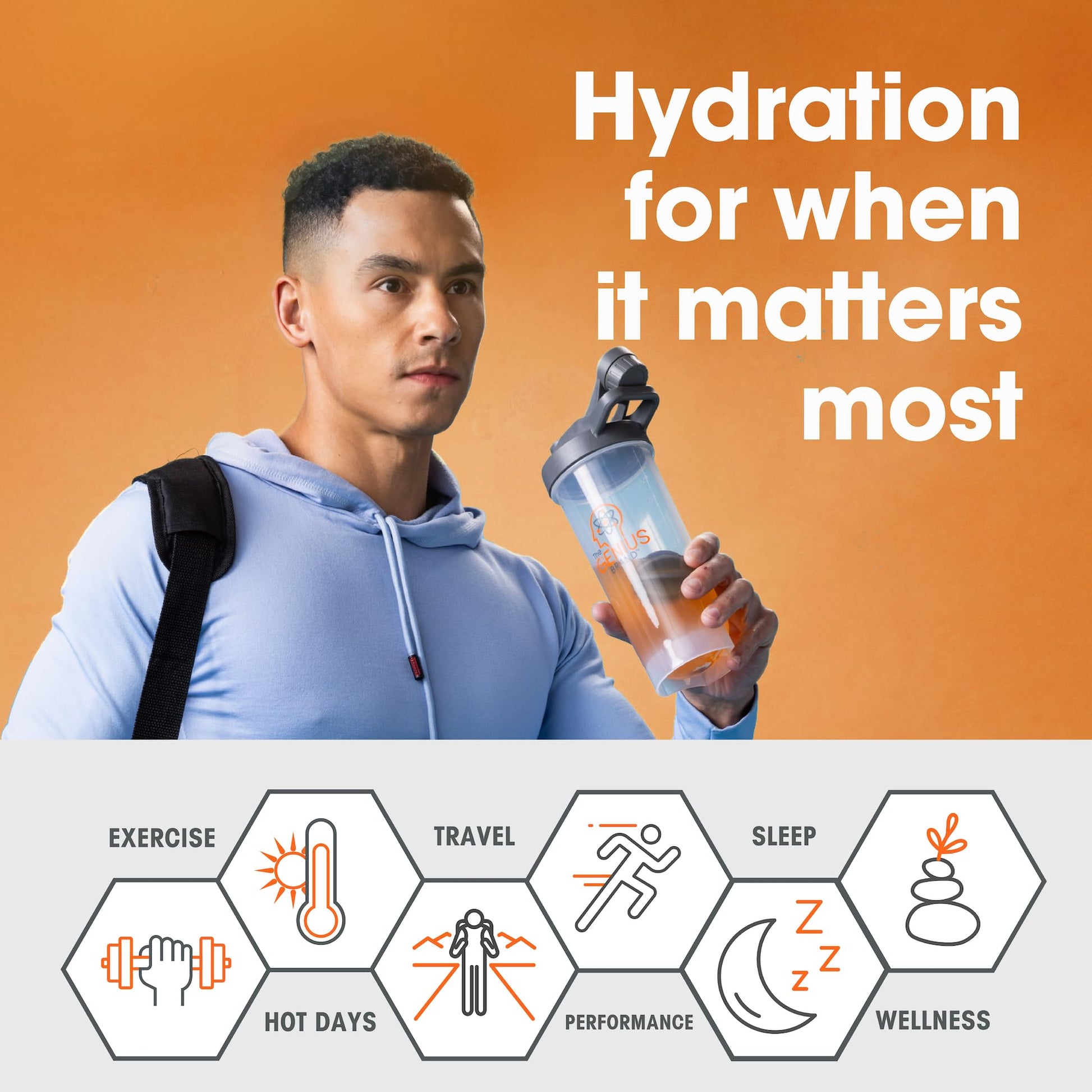 The Genius Brand Genius Hydrate - Electrolyte Supplement for Daily Hydration - Coconut Water - Sugar-Free - 8 Essential Minerals & Nutrients - Non-GMO - Sour Peach Rings - 20 Servings The Genius BrandBuy Supplements Australia