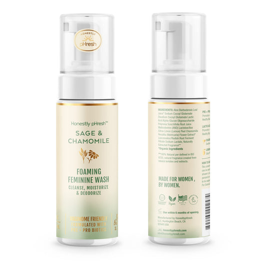 Honestly pHresh Natural Prebiotic & Probiotic Foaming Feminine Wash, pH Balanced with Essential Minerals