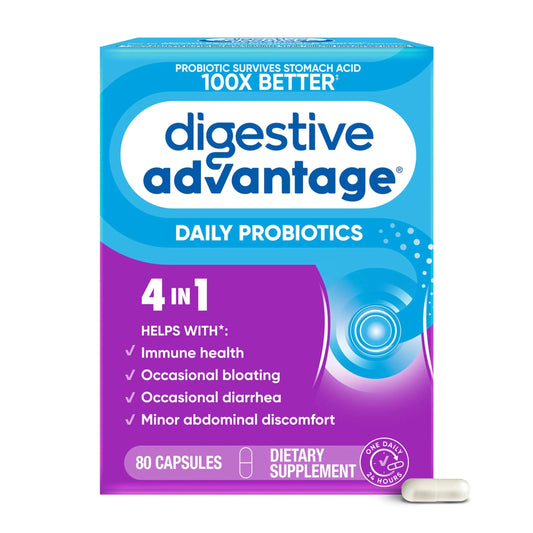 Digestive Advantage Probiotics for Digestive Health, Daily Probiotics for Women & Men, Supports Gut Health, Occasional Bloating & Diarrhea, Minor Abdominal Discomfort, & Immune Support, 80ct Capsules Digestive AdvantageBuy Supplements Australia