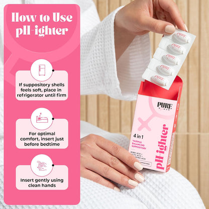 PURE WOMAN - pH-ighter Vaginal Boric Acid Suppositories for Women - Hyaluronic Acid - 4 in 1 Vaginal Suppositories for Discomfort, Dryness, Odor & pH Balance- Full Vaginal Health Care - 10ct PURE WOMANBuy Supplements Australia