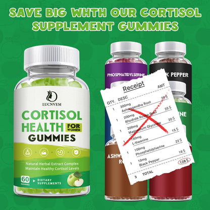 Cortisol Detox for Women Gummies, Cortisol Reducer Detox Manager, Magnesium Ashwagandha Rhodiola Rosea Herbal Complex for Mood/Focus & Sleep, Maintain Healthy Cortisol Levels - 30 Day Vegan Supply LUCNVEMBuy Supplements Australia