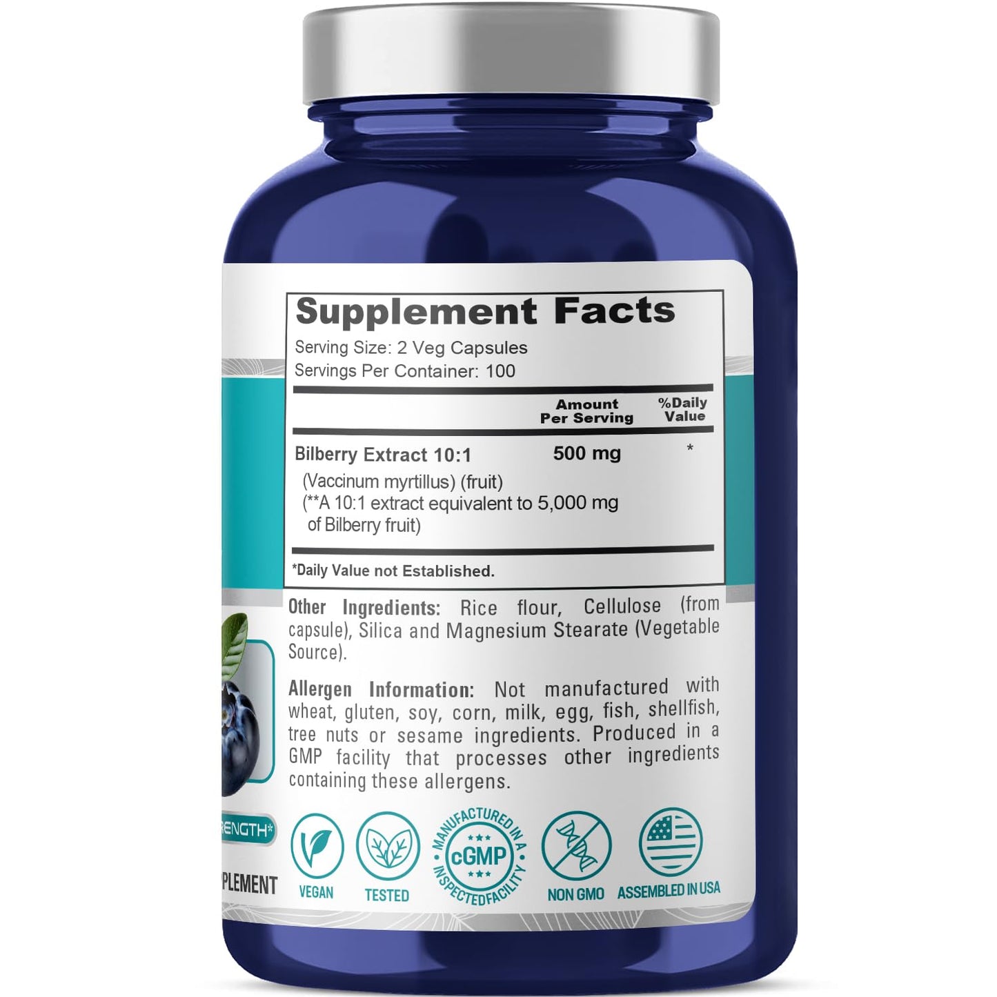 NusaPure Bilberry Extract 5,000mg 200 Vegetarian caps (Non-GMO, Vegan) NusaPureBuy Supplements Australia