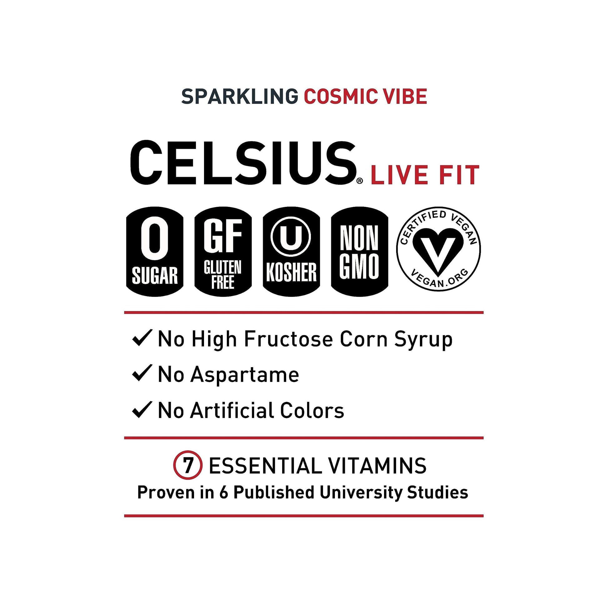 CELSIUS Sparkling Cosmic Vibe, Functional Essential Energy Drink 12 Fl Oz (Pack of 12) CELSIUSBuy Supplements Australia