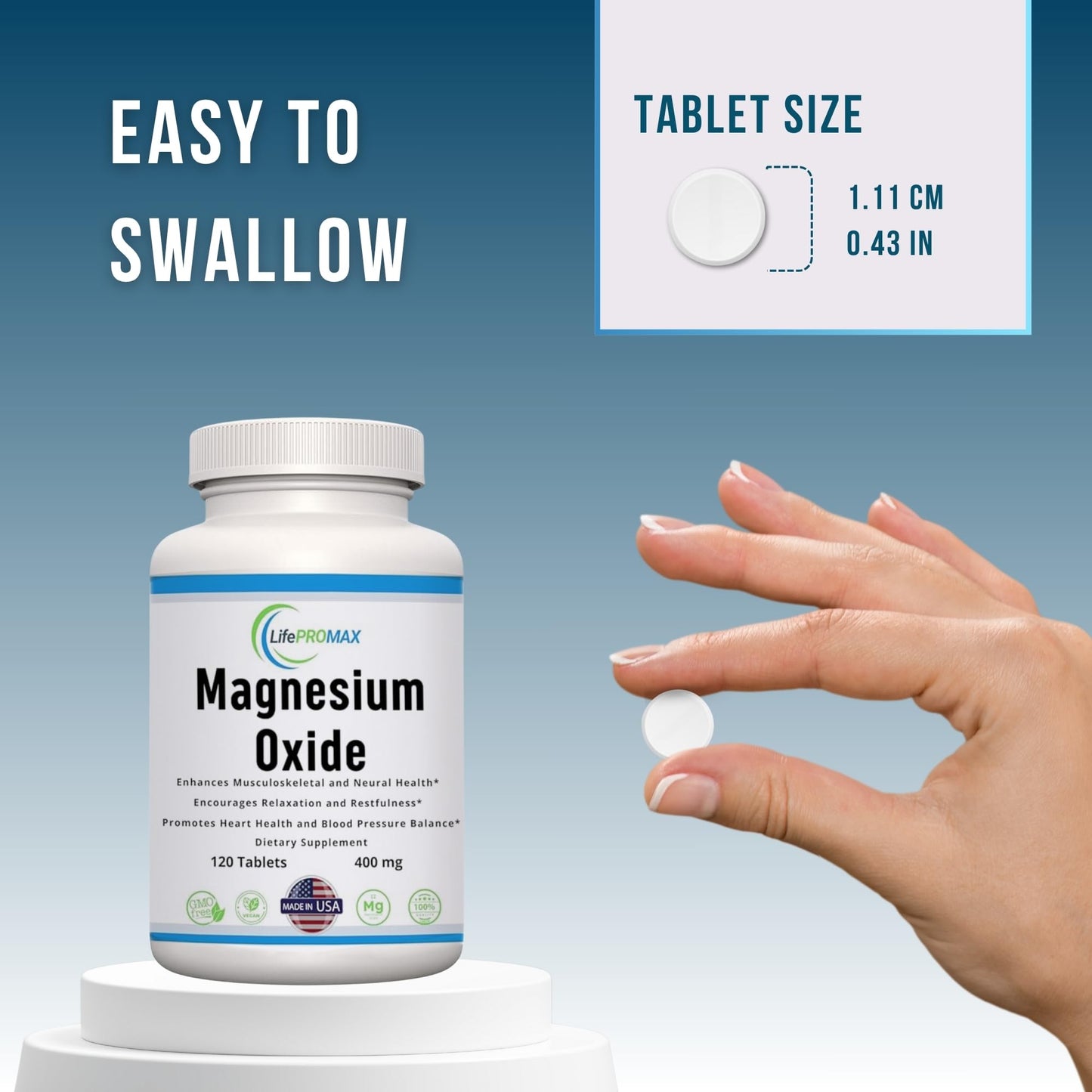 Magnesium 400mg [High Potency] Supplement – Magnesium Oxide for Immune Support, Muscle Recovery, Leg Cramps and Relaxation 120 Tablets LifePROMAXBuy Supplements Australia