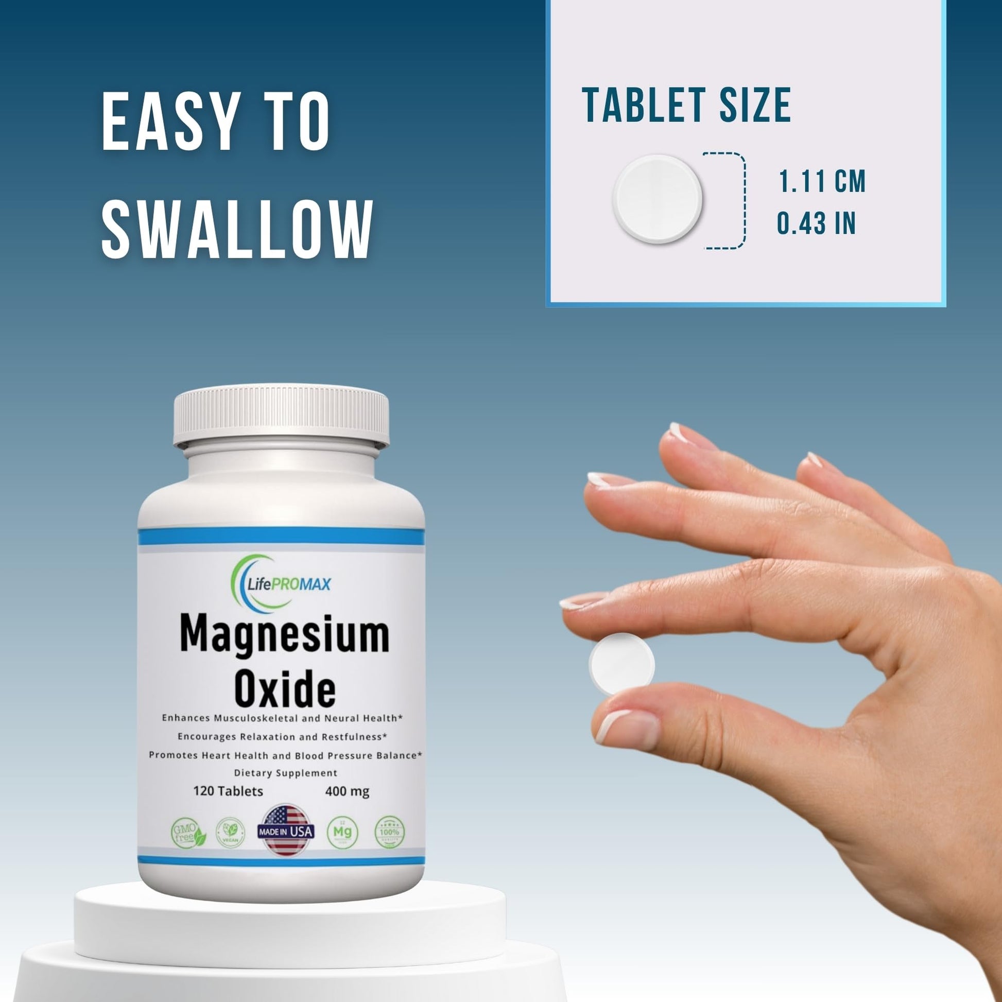 Magnesium 400mg [High Potency] Supplement – Magnesium Oxide for Immune Support, Muscle Recovery, Leg Cramps and Relaxation 120 Tablets LifePROMAXBuy Supplements Australia