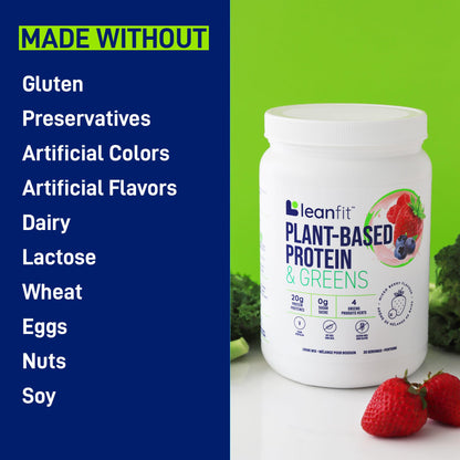 LeanFit Plant-Based Protein & Greens, Natural Berry, 20g Protein, 19 Servings, 1.25 Pound LeanFitBuy Supplements Australia