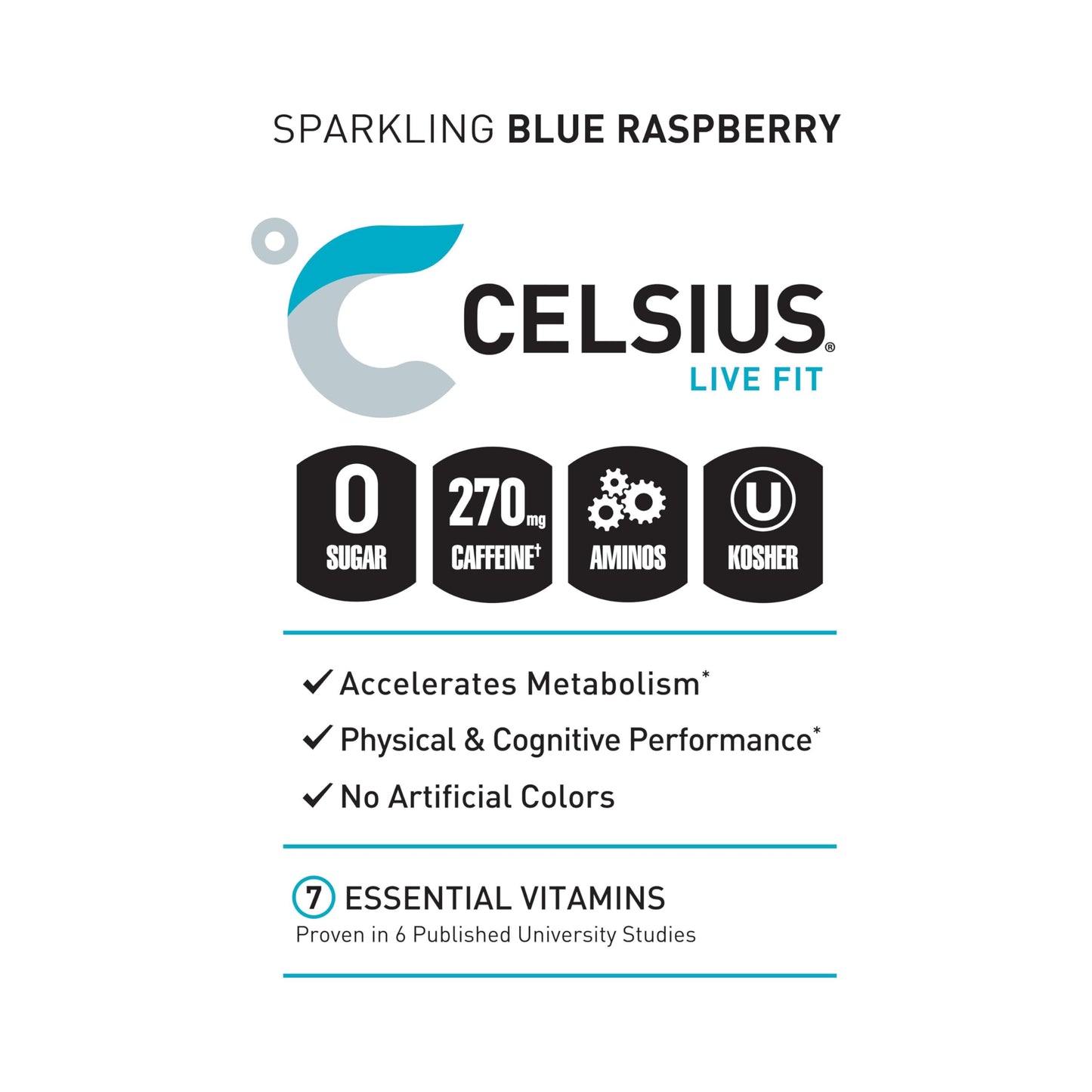 CELSIUS ESSENTIALS, Sparkling Blue Crush, Performance Energy Drink 16 Fl Oz (Pack of 12) CELSIUSBuy Supplements Australia