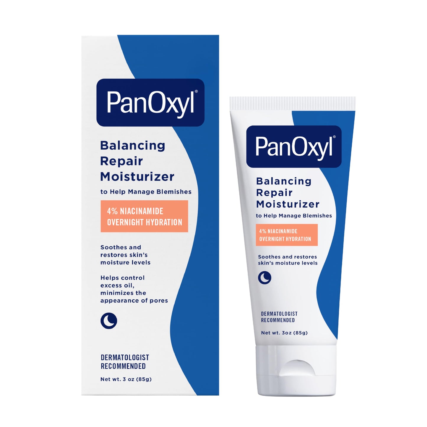 PanOxyl PM Balancing Repair Moisturizer with Niacinamide, Ceramides and Cica, Hydrating Face Moisturizer