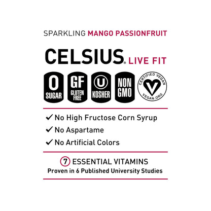 CELSIUS Sparkling Mango Passionfruit, Functional Essential Energy Drink 12 Fl Oz CELSIUSBuy Supplements Australia
