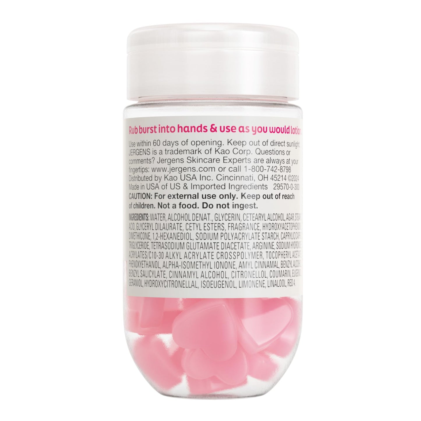 Jergens Cherry Almond Lotion Bursts, Squishy Heart-Shaped Moisturizer Bursts, Lotion Gifts for Teens, 38 Ct