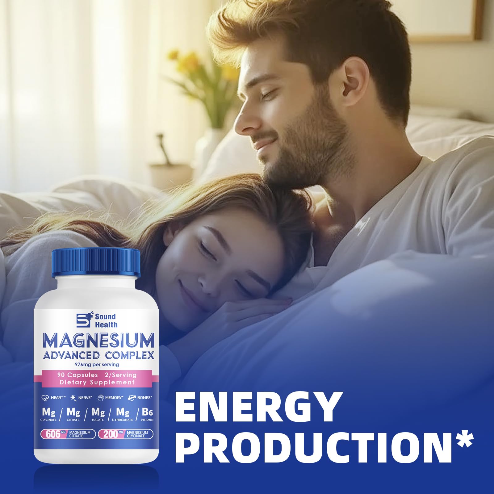 Magnesium Complex Capsule 5 in 1 Magnesium Supplement from Magnesium Glycinate, Citrate, Malate, L-Threonate & Vitamin B6, High Absorption Magnesium Supplement, Non-GMO, Vegan Sound Health PlusBuy Supplements Australia