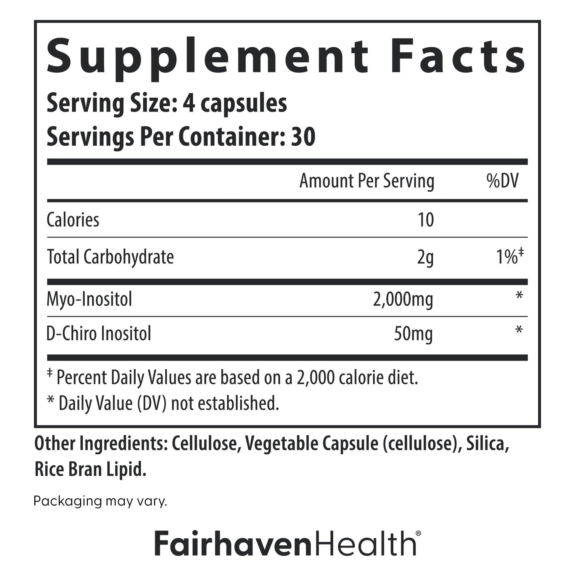 Fairhaven Health Myo-Inositol and D-Chiro Inositol Supplement for Women | 40:1 Ratio | Female Fertility Supplement for Women and Hormone Balance* | Vegan | 120 Myo & D-Chiro Inositol Capsules Fairhaven HealthBuy Supplements Australia