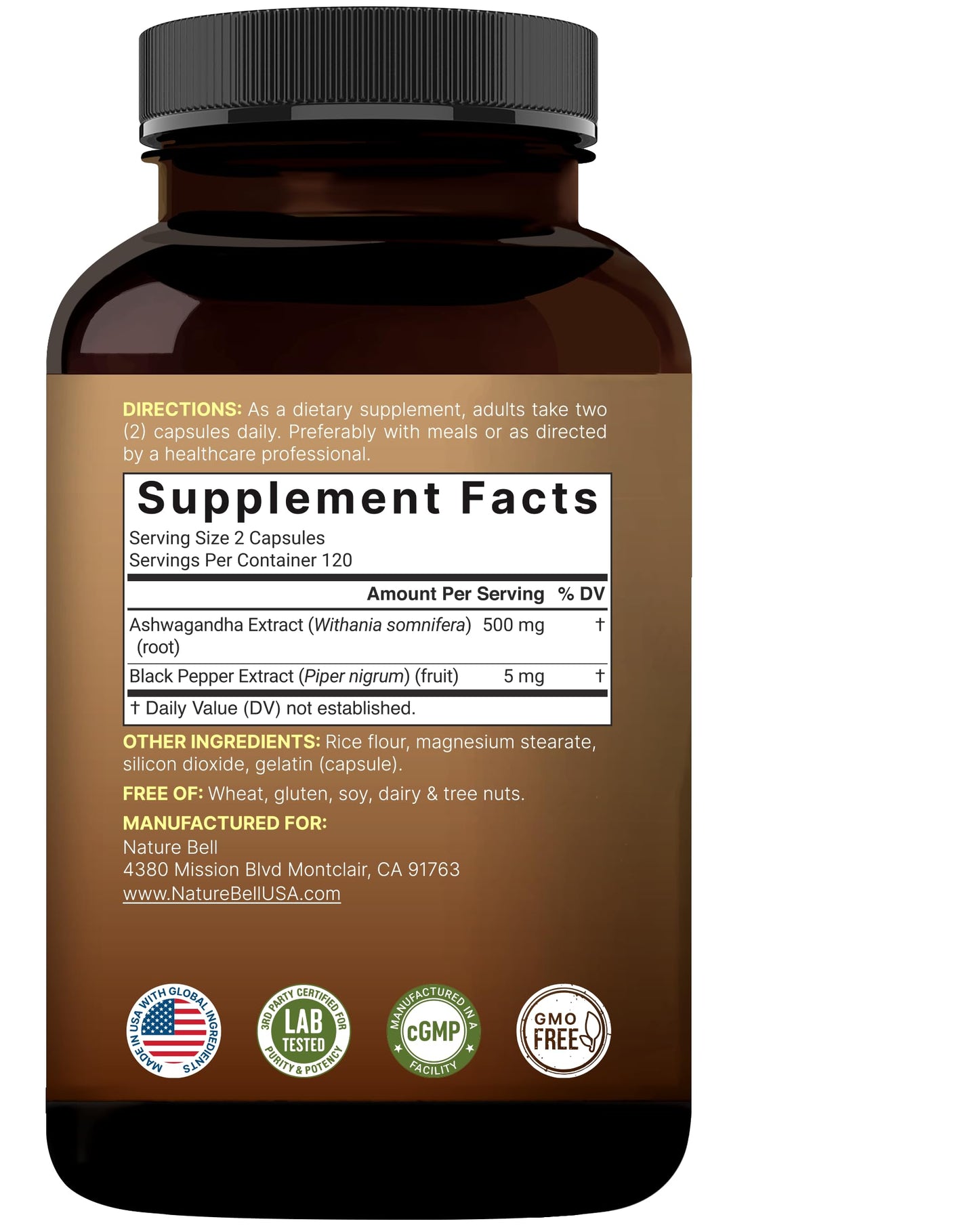 NatureBell Ashwagandha Root with Black Pepper Extract - 240 Capsules - High Strength Adaptogen for Calmness, Relaxation & Immune Support* NatureBellBuy Supplements Australia