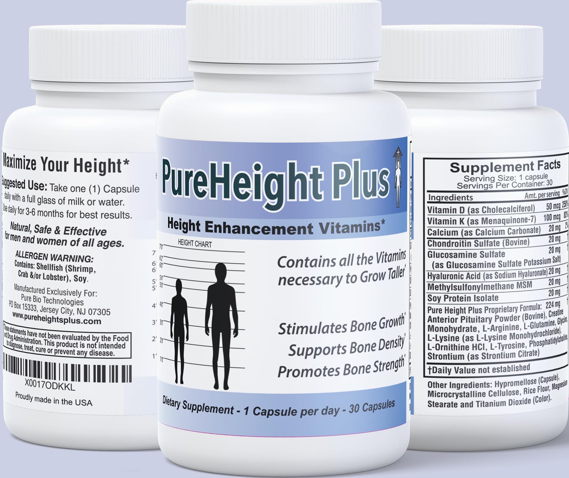 Height Growth Vitamins Grow Taller - Increase Bone Strength Bone Density Bone Growth PURE BIOTECHNOLOGIESBuy Supplements Australia