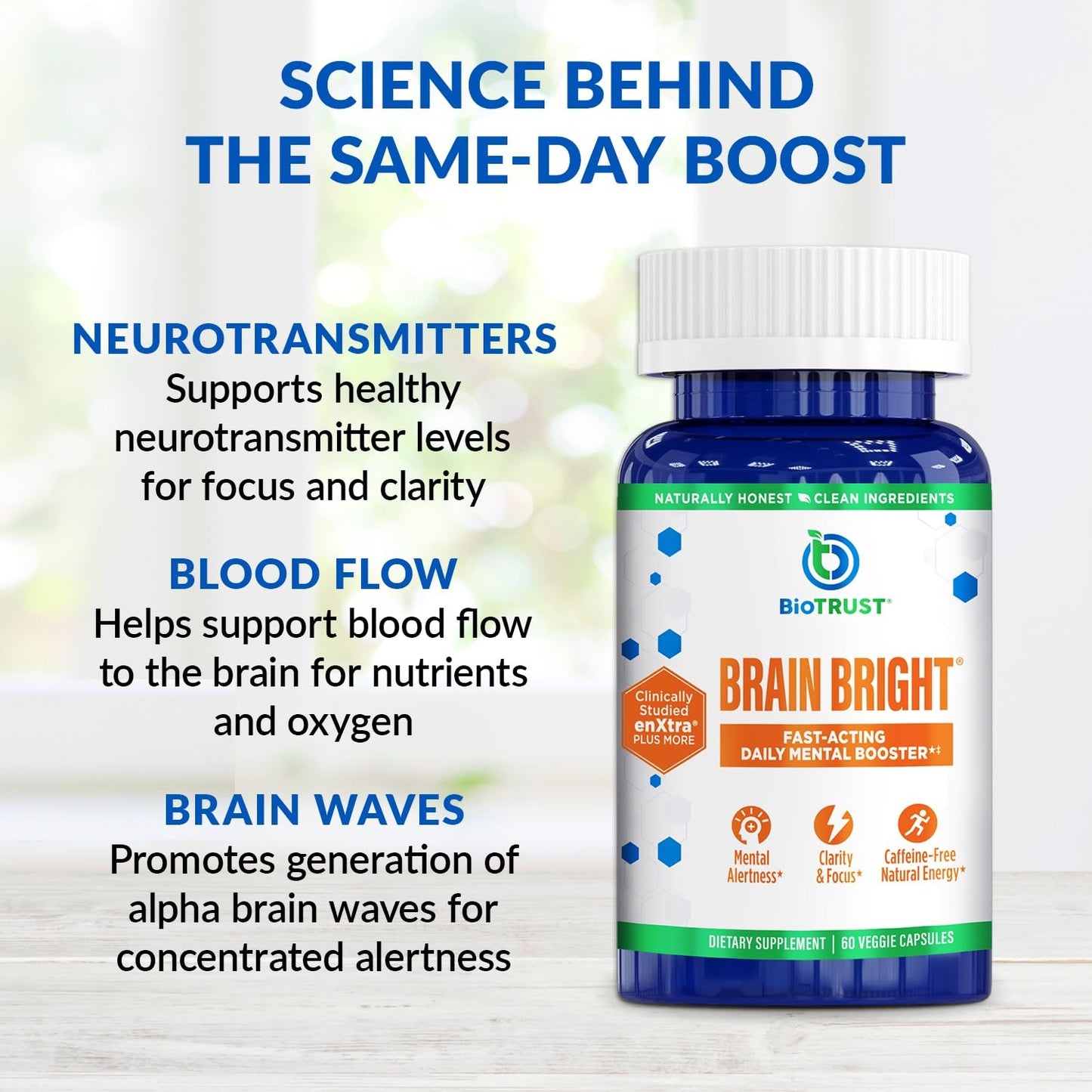 BioTrust Brain Bright – Daily Nootropic Boost for Focus, Concentration, Mental Clarity – Caffeine Free Nootropics Brain Support Supplement – Thai Ginger, Ginkgo, Folate, L-Theanine – 30 Servings BioTrustBuy Supplements Australia