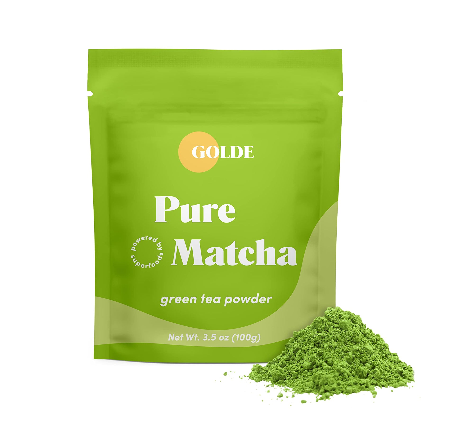 GOLDE - Pure Matcha - Ceremonial Grade Matcha Powder - Green Tea Superfood w/L-Theanine & Antioxidants - 60mg Caffeine - Jitter Free Energy - 100g Pouch GOLDEBuy Supplements Australia