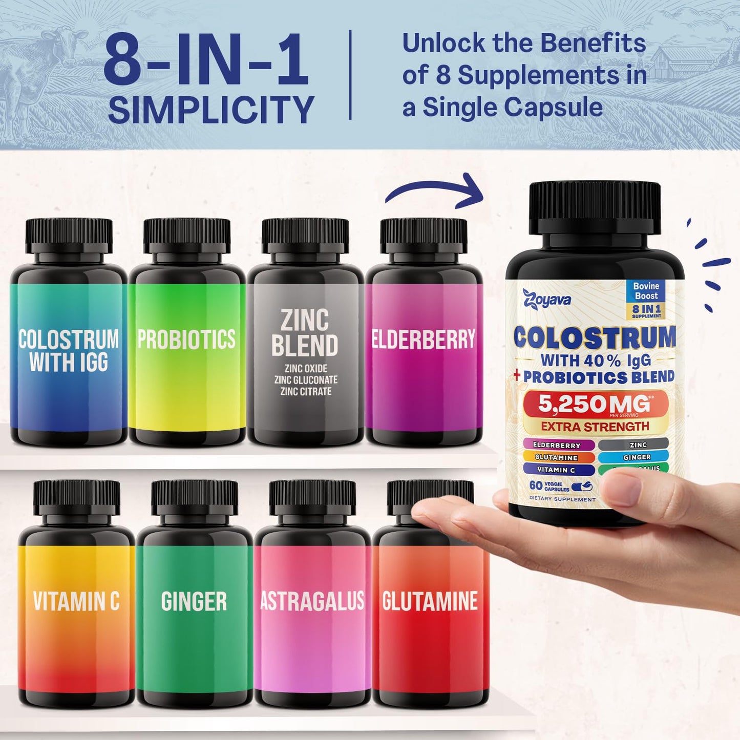 Bovine Colostrum Supplement Capsules 5250 MG, Grass Fed Cow Colostrum ZoyavaBuy Supplements Australia