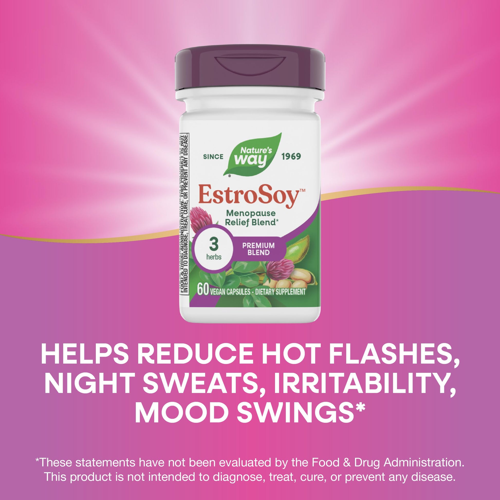 Nature's Way EstroSoy, Menopause Relief Blend*, Helps Relieve Menopausal Symptoms*, Black Cohosh, Fermented Soy Extracts, Red Clover, 60 Vegan Capsules (Packaging May Vary) Nature's WayBuy Supplements Australia