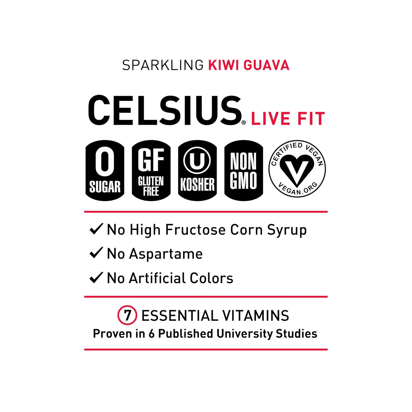 CELSIUS Sparkling Kiwi Guava, Functional Essential Energy Drink 12 Fl Oz (Pack of 12) CELSIUSBuy Supplements Australia