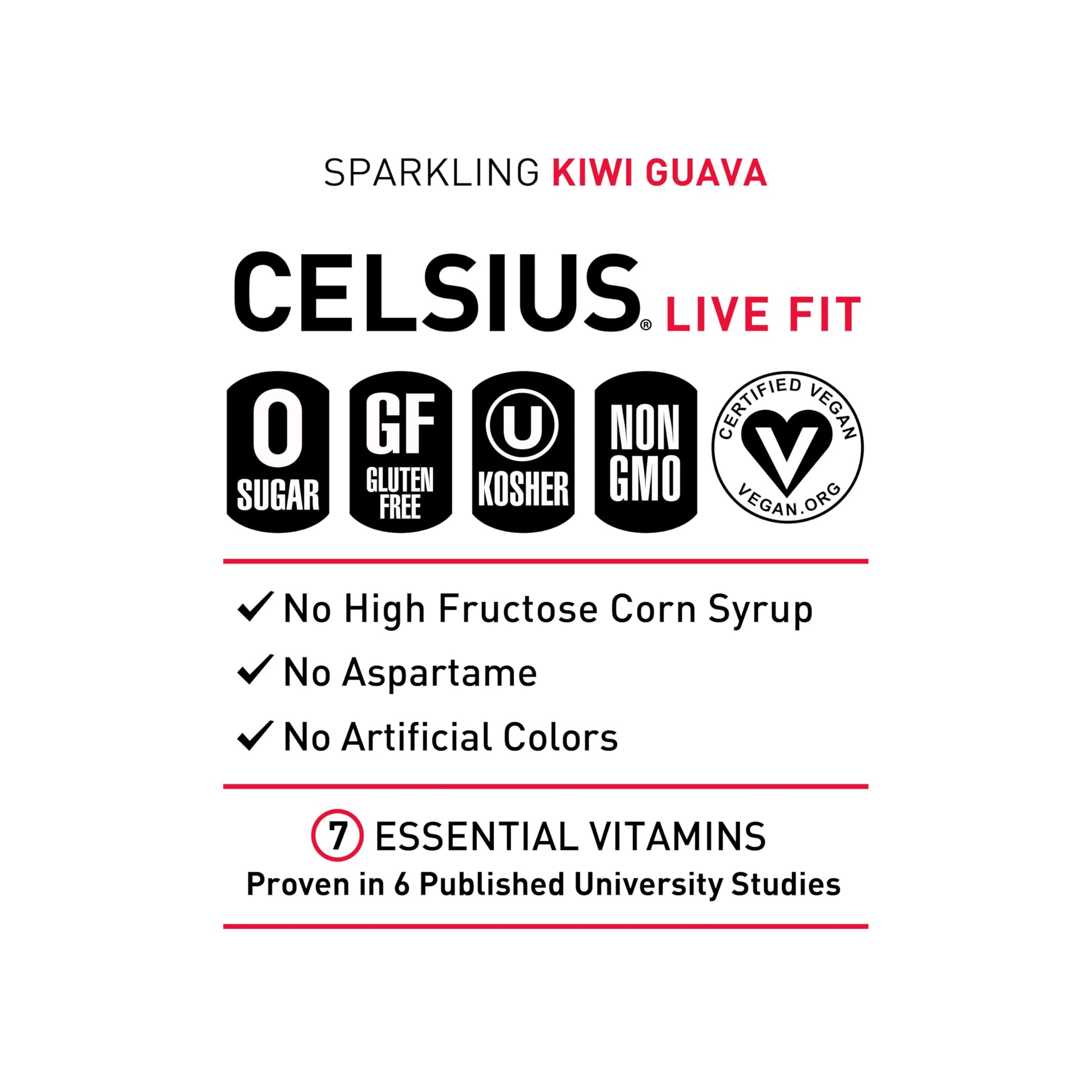 CELSIUS Sparkling Kiwi Guava, Functional Essential Energy Drink 12 Fl Oz (Pack of 12) CELSIUSBuy Supplements Australia