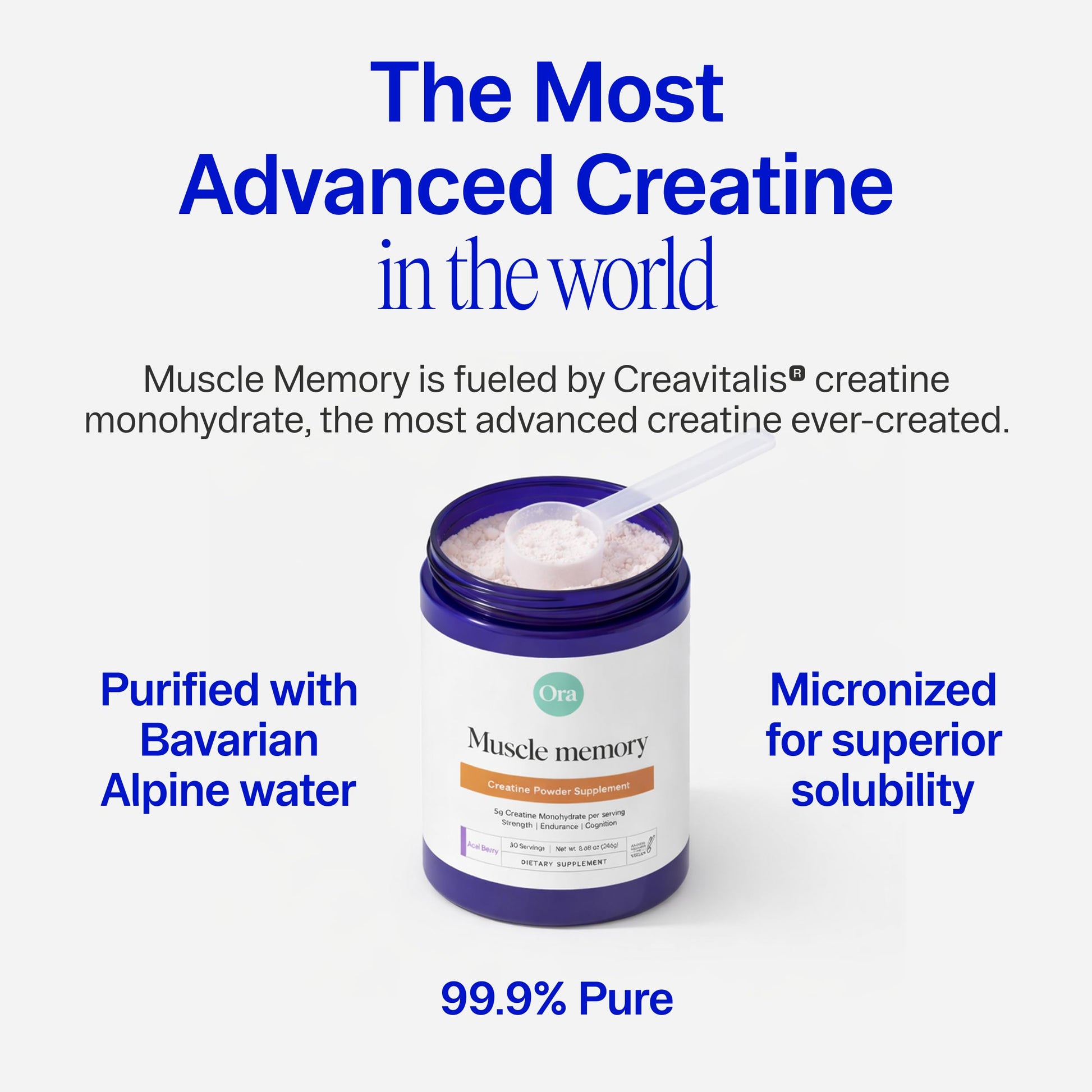 Ora Organic Creatine Monohydrate Powder - German-Sourced Creavitalis for Strength, elevATP for Energy, D-Ribose & Taurine for Recovery - Creatine for Women & Men - Acai Berry Flavor, 30 Servings Ora OrganicBuy Supplements Australia