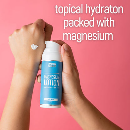 Magnesium Lotion – Super Concentrated – Made with Aloe and Shea – For Leg Cramps, Sore Muscles & Joints, Rejuvenation – Safe for Kids, Made in the USA (Unscented) Magnum SolaceBuy Supplements Australia