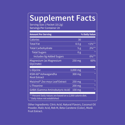 Nello Supersleep, Nighttime Sleep Support Drink Mix, Ashwagandha, Maizinol, L-Glycine, Magnesium Glycinate, Peach Dream (Pack of 20)