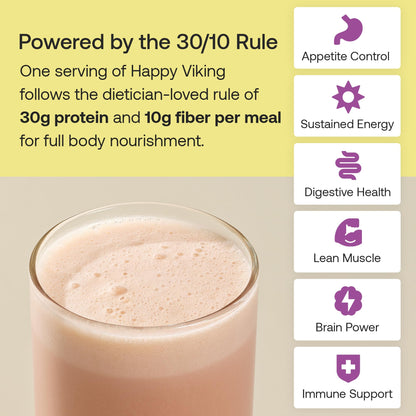 Happy Viking Plant-Based Protein Powder +100 Superfoods Chocolate Meal Replacement Shake, Created by Venus Williams, 30g Plant Protein, 10g Fiber, Vegan, Gluten-Free, Non-GMO,15 Meals