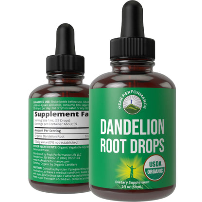 Dandelion Root Extract. USDA Organic Vegan Herbal Liquid Tincture Dandelions Supplement for Women and Men. Leaf Tonic for Immune, Liver, Gut Health. Zero Sugar, Gluten Free Supplements Not Capsules Peak PerformanceBuy Supplements Australia