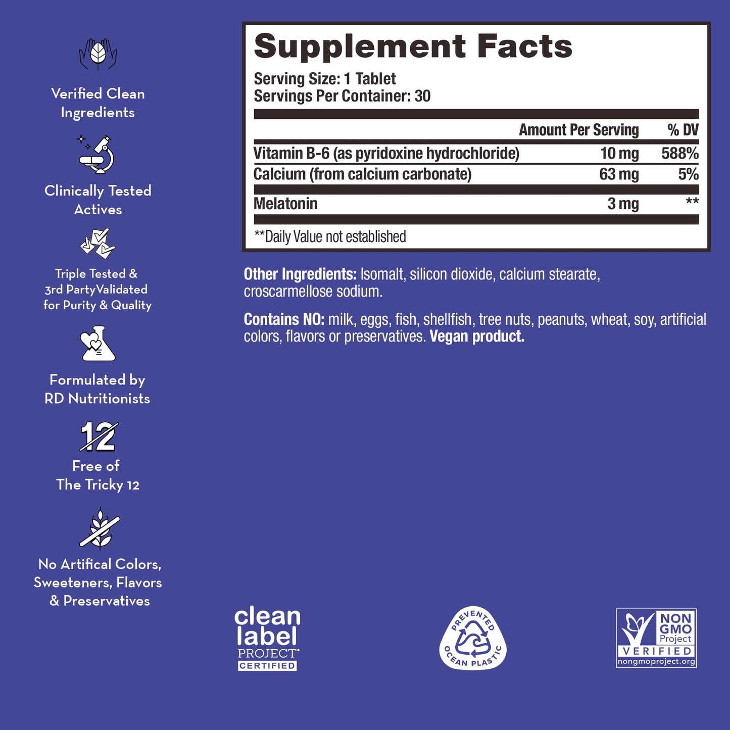 HUM Beauty zzZz Melatonin Sleep Supplement for Adults with Melatonin 3mg, Vitamin B6 and Calcium, Vegan, Gluten Free, Non GMO Sleep Support Tablets for Adults and Beauty Rest, 30 Vegan Tablets HUMBuy Supplements Australia