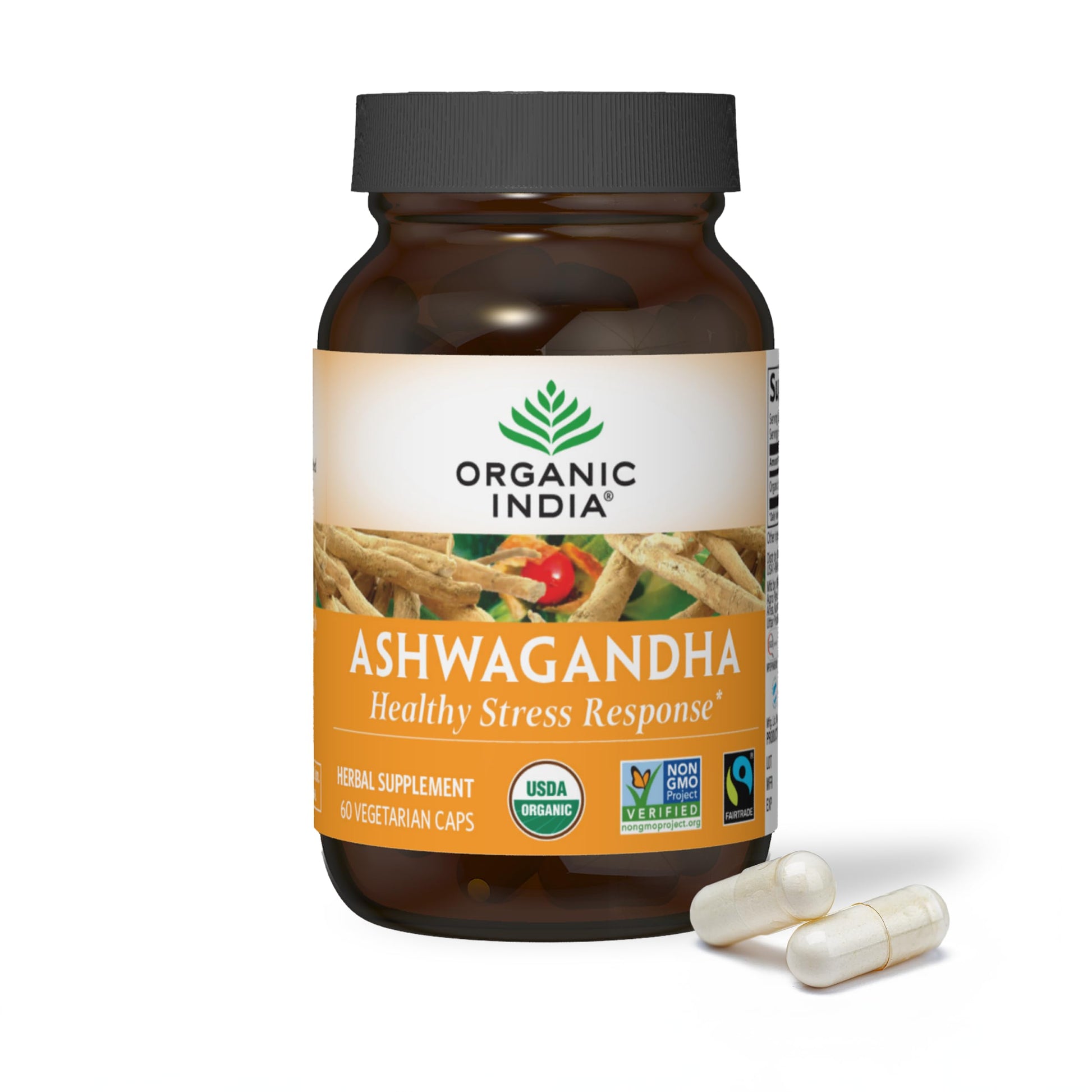 ORGANIC INDIA Ashwagandha Capsules - Organic Ashwagandha Supplement - Vegan Ashwagandha Root, Gluten-Free, Kosher, Non-GMO, Supports Stress Relief, Energy, and Sleep - 60 Capsules ORGANIC INDIABuy Supplements Australia
