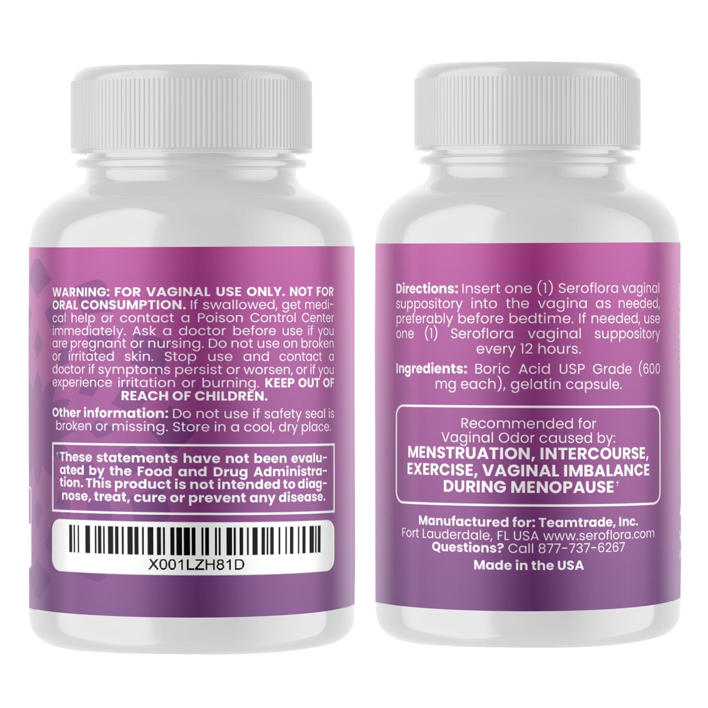 Seroflora Boric Acid 600mg Feminine Capsules, Feminine pH Support, Intimate Freshness for Women, Fast-Dissolving Capsules (30 Count) with Applicators (28 Count) SEROVERABuy Supplements Australia