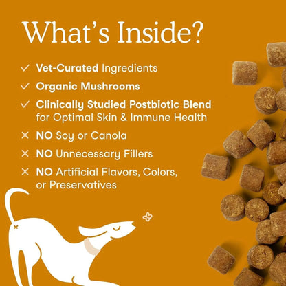 Fera Pets Dog Allergy and Immune Support with Organic Mushrooms, Postbiotics & Colostrum - Promotes Skin & Gut Health - Soothes Seasonal Allergy Symptoms - 30 Soft Chews Fera PetsBuy Supplements Australia