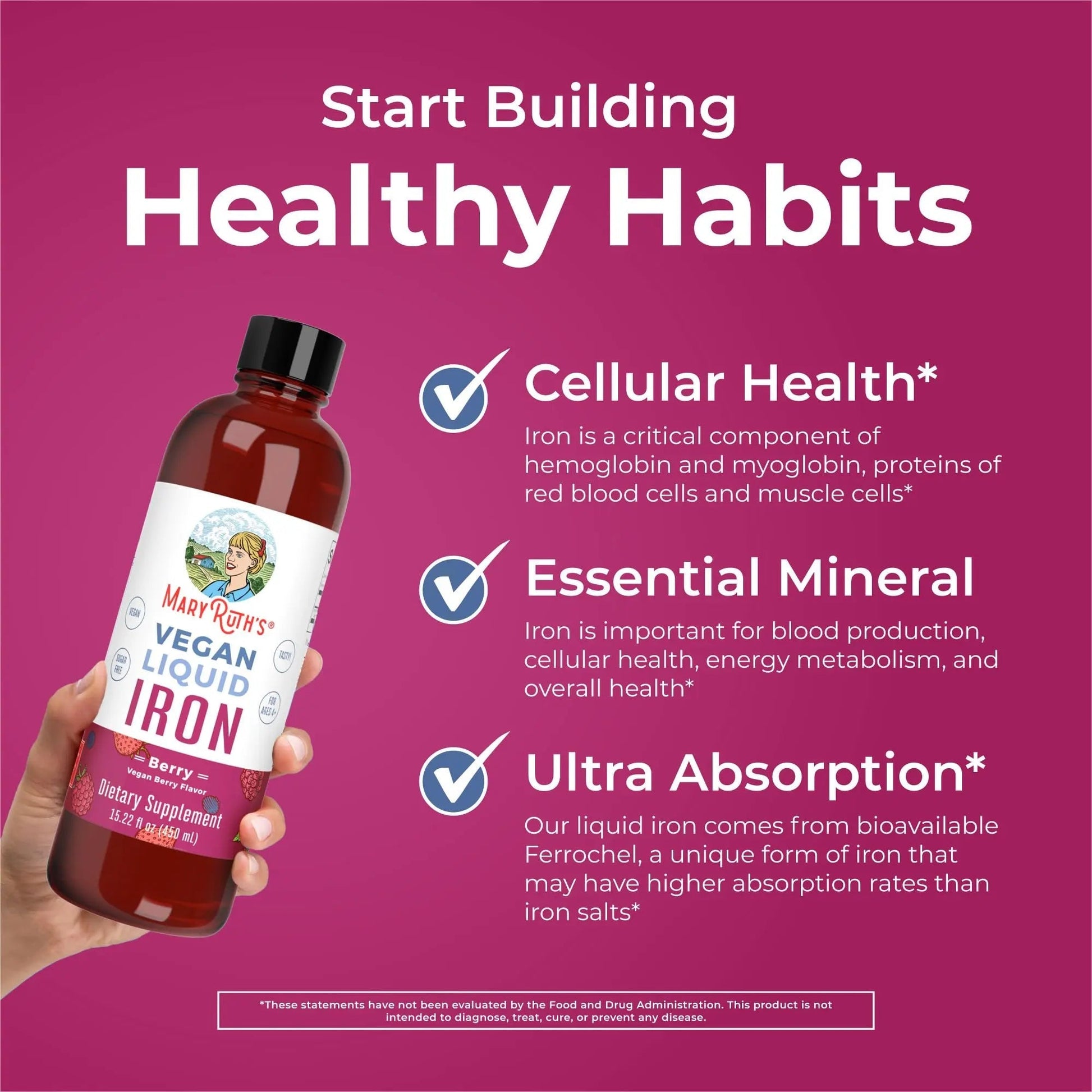 MaryRuth's Multivitamin Gummies for Women (Cherry & Raspberry) & Iron Liquid Supplement (Berry) | Clean Label Project Verified MARYRUTH'S