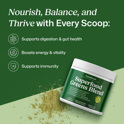 ColonBroom Superfood Greens Powder Supplement | Super Greens Juice Powder with Probiotics, Prebiotics, Spirulina & Chlorella | Natural for Energy, Immunity, Digestion & Detox Support | 28 Servings ColonBroomBuy Supplements Australia