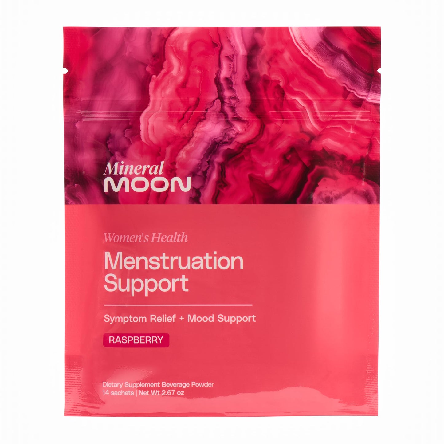 Mineral Moon Premium Menstruation Support - 14 Sachets Raspberry Drink - Hormonal Balance & PMS Support - Reduce Period Cramps, Fatigue & Nausea -with Magnesium Bisglycinate, BenfoPure B1 & Vitamin B6 Mineral MoonBuy Supplements Australia