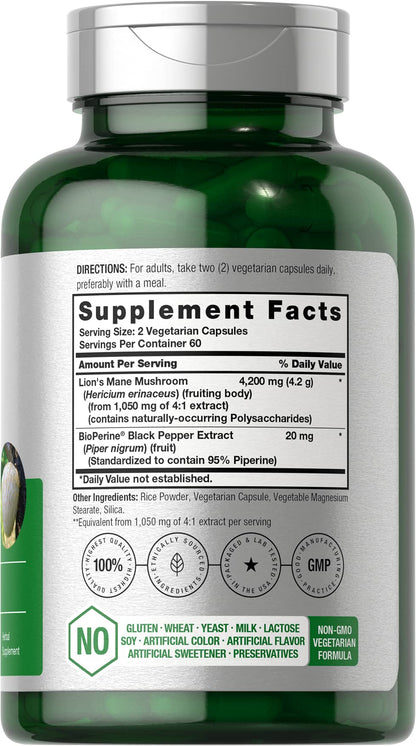 Horbäach Lions Mane Mushroom Extract | 4200mg | 120 Capsules | Vegetarian HorbäachBuy Supplements Australia
