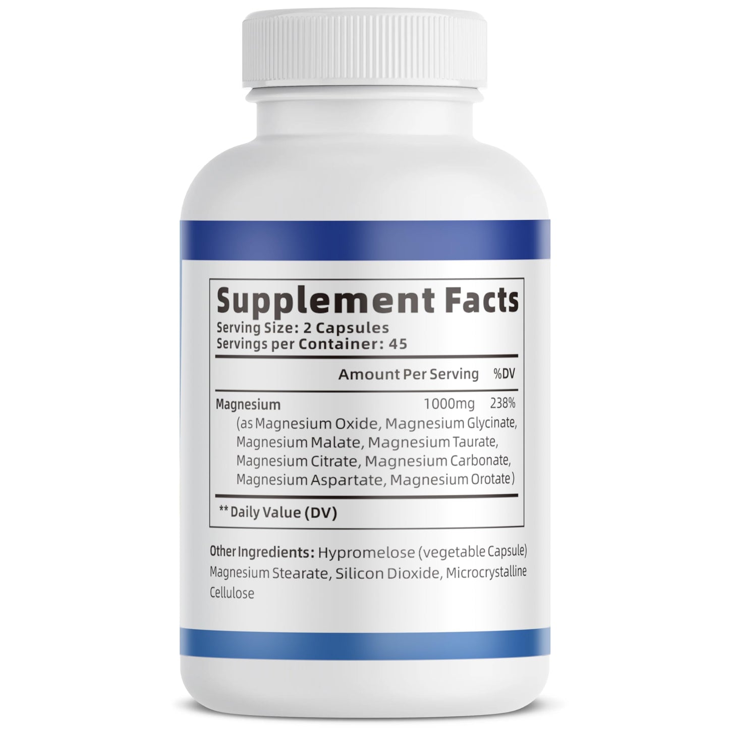 1000mg Magnesium Complex for Women & Men*, 8 Elemental with Magnesium Glycinate, Citrate, Malate, Taurate, Oxide, Carbonate, Aspartate, Orotate for Bones, Muscle