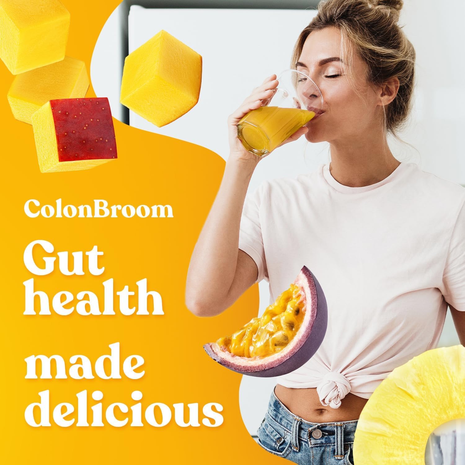 ColonBroom Psyllium Husk Powder with Stevia (Tropical Fruits) - Colon Cleanse for Bloating Relief & Gut Health - Colon Broom Fiber Powder Drink - Vegan Fiber Powder Stevia Supplement, 100 Servings ColonBroomBuy Supplements Australia
